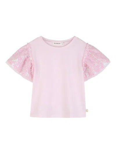 Billieblush Kids' Sequin-sleeve T-shirt In Pink