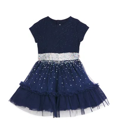Billieblush Kids' Sequin Tulle Dress In Blue