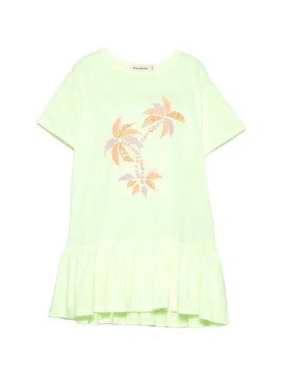 Billieblush Kids' Sequin-detail Palm-tree Dress In Green