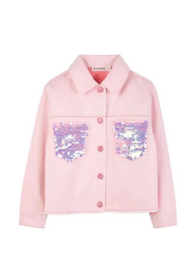 Billieblush Kids' Sequin-embellished Chest-pocket Jacket In Pink