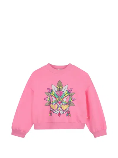 Billieblush Kids' Sequin-embellished Graphic-print Sweater In Pink