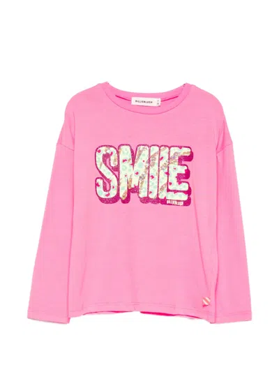 Billieblush Kids' Sequin-embellished Graphic-print T-shirt In Pink