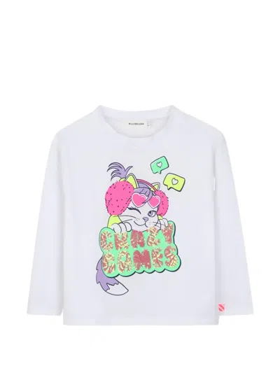 Billieblush Kids' Sequin-embellished Graphic-print T-shirt In White