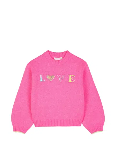 Billieblush Kids' Sequin-embellished Knitted Sweater In Pink