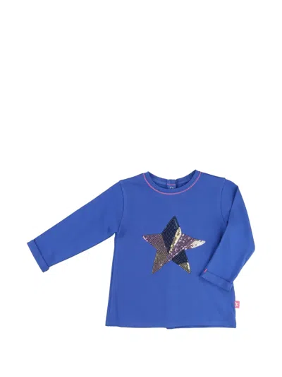 Billieblush Babies' Sequin-embellished Long-sleeve T-shirt In Blue