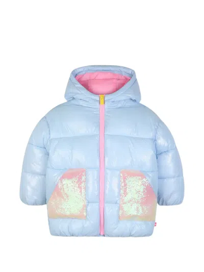 Billieblush Kids' Sequin-embellished Padded Jacket In Blue