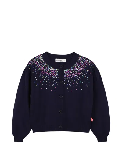 Billieblush Kids' Sequin-embellished Puff-sleeve Cardigan In Blue
