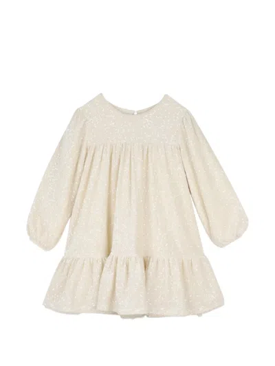 Billieblush Kids' Sequin-embellished Ruffled Dress In Neutral