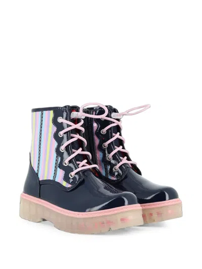 Billieblush Kids' Sequin-embellished Striped Boots In Blue