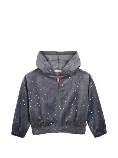 Billieblush Kids' Sequin-embellished Velvet Hoodie In Gray