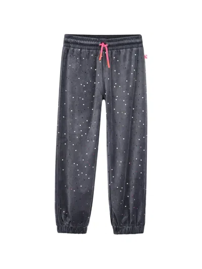 Billieblush Kids' Sequin-embellished Velvet Track Pants In Blue