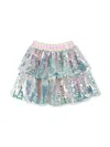 Billieblush Sequinned Tiered Skirt In Silver