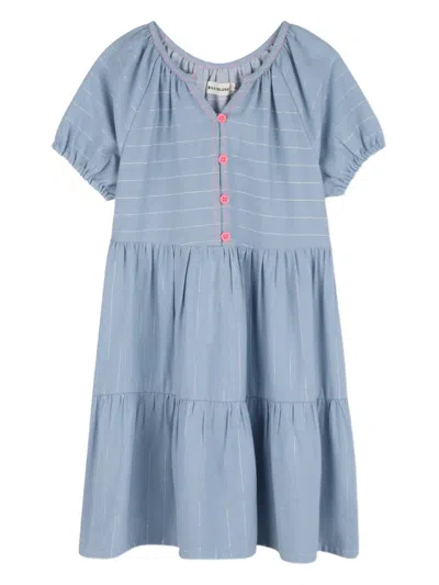 Billieblush Kids' Short-sleeve Tiered Dress In Blue
