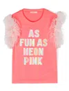Billieblush Slogan-appliqué Ruffled T-shirt In Pink