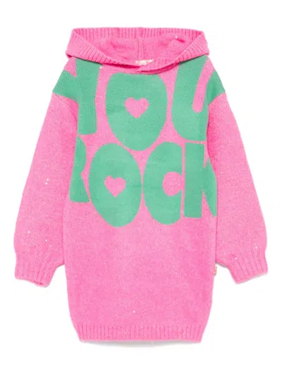 Billieblush Kids' Slogan-print Dress In Pink