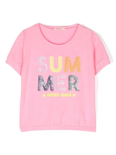 Billieblush Kids' Slogan-print T-shirt In Rosa