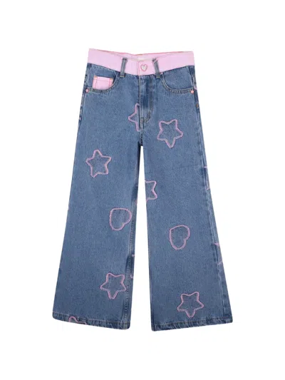 Billieblush Kids' Star-patch Heart-patch Jeans In Blue
