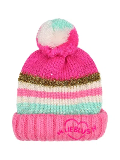 Billieblush Kids' Striped Beanie In Pink & Purple