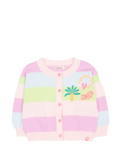 Billieblush Babies' Striped Embellished Cardigan In Pink