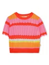 Billieblush Striped Knitted T-shirt In 粉色