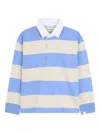 Billieblush Striped Long-sleeve Polo Shirt In Blue
