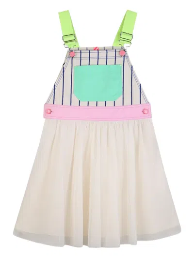 Billieblush Kids' Striped-panel Sleeveless Dress In Neutral