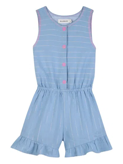 Billieblush Kids' Striped-pattern Ruffled-detail Playsuit In Blue