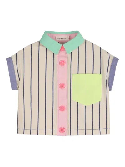 Billieblush Kids' Striped Pocket Shirt In Multi