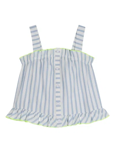 Billieblush Kids' Striped Ruffle Top In Blue