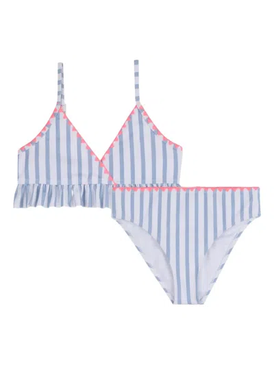 Billieblush Kids' Striped Ruffled Bikini In Blue
