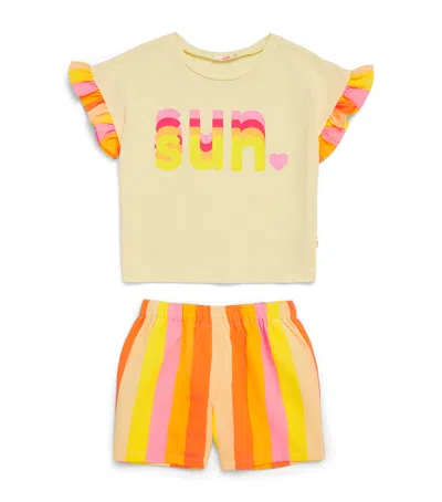 Billieblush Kids' Sun T-shirt And Shorts Set In Yellow