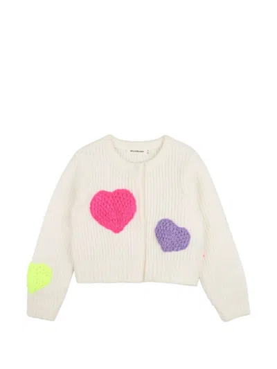 Billieblush Sweater Multicolored Hearts "kid Girl Fall" In Gold