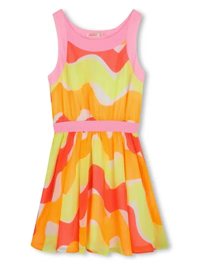 Billieblush Kids' Swirl-print Dress In Yellow