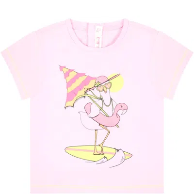 Billieblush Babies' T-shirt Rose Pour Bébé Fille Avec Flamant In Pink
