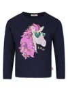 Billieblush Blue T-shirt For Girl With Unicorn In Blue