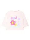 Billieblush Floral-appliqué Long-sleeve T-shirt In Pink