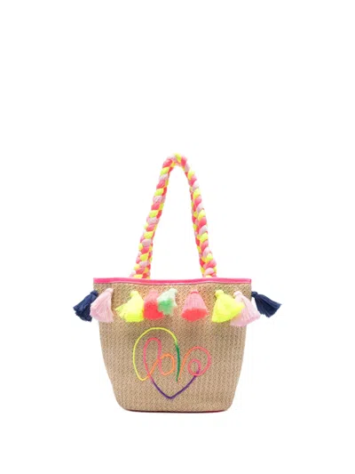 Billieblush Kids' Tassel Woven Tote Bag In Brown