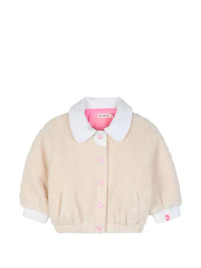 Billieblush Babies' Teddy-texture Contrast-collar Jacket In Neutral