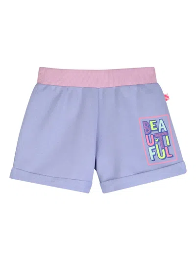 Billieblush Kids' Text-print Shorts In Purple