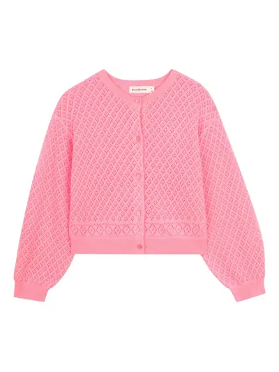 Billieblush Kids' Textured-design Cardigan In Pink