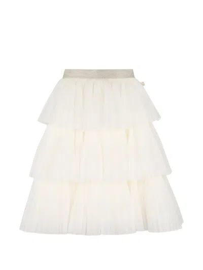Billieblush Kids' Tiered Pleated Skirt In White