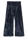 Billieblush Sequin-embellished Wide-leg Trousers In T Navy