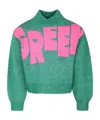 Billieblush Green Turtleneck For Girl With Writing In Green