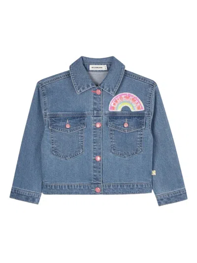 Billieblush Kids' Unicorn-embroidered Denim Jacket In Blue