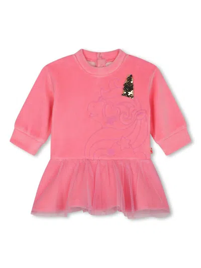 Billieblush Babies' Unicorn-embroidered Mini Dress In Pink & Purple