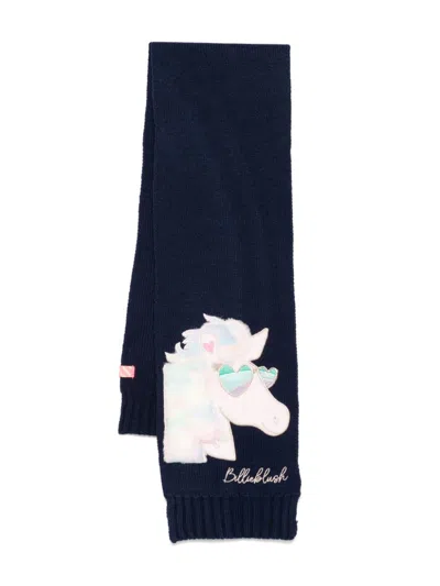 Billieblush Kids' Unicorn Embroidery Scarf In Blue
