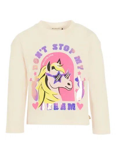 Billieblush Kids' Unicorn-print Long-sleeve T-shirt In Neutral