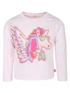 Billieblush Pink T-shirt For Girl With Unicorn In Rosa