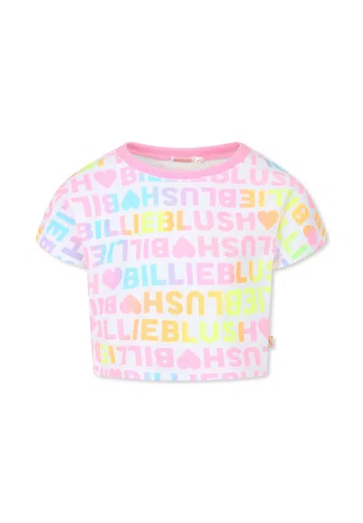 Billieblush Kids' White Crop T-shirt For Girl With Logo