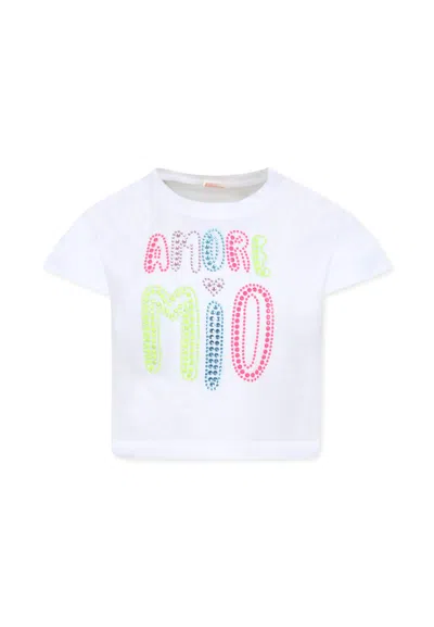 Billieblush Kids' White Crop T-shirt For Girl With Writing